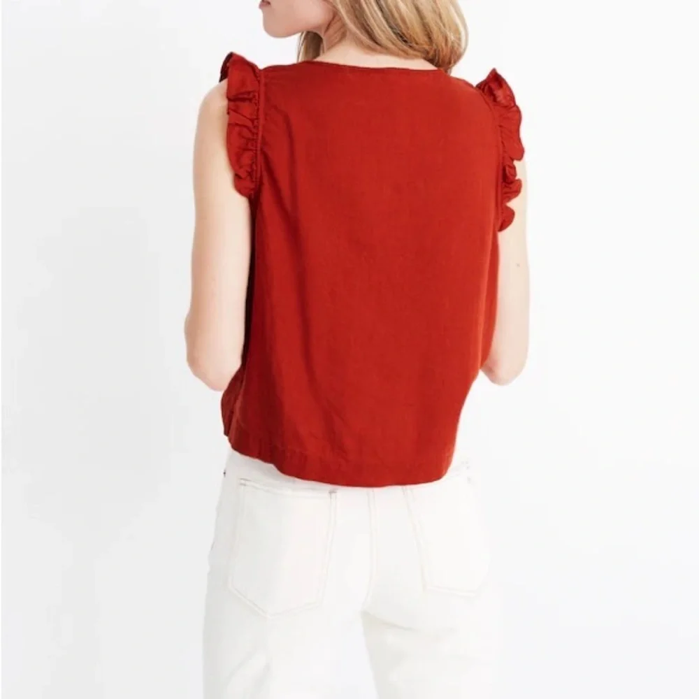 Madewell Linen-Blend Ruffle Button-Front Tank - Picture 6 of 6